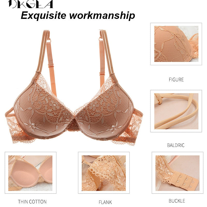 Super Gather Brassiere Thick Cotton Underwear Set Women Bras Black Sexy Bra Panties Set Lace Lingerie A B C Cup Push up Bra Sets eprolo