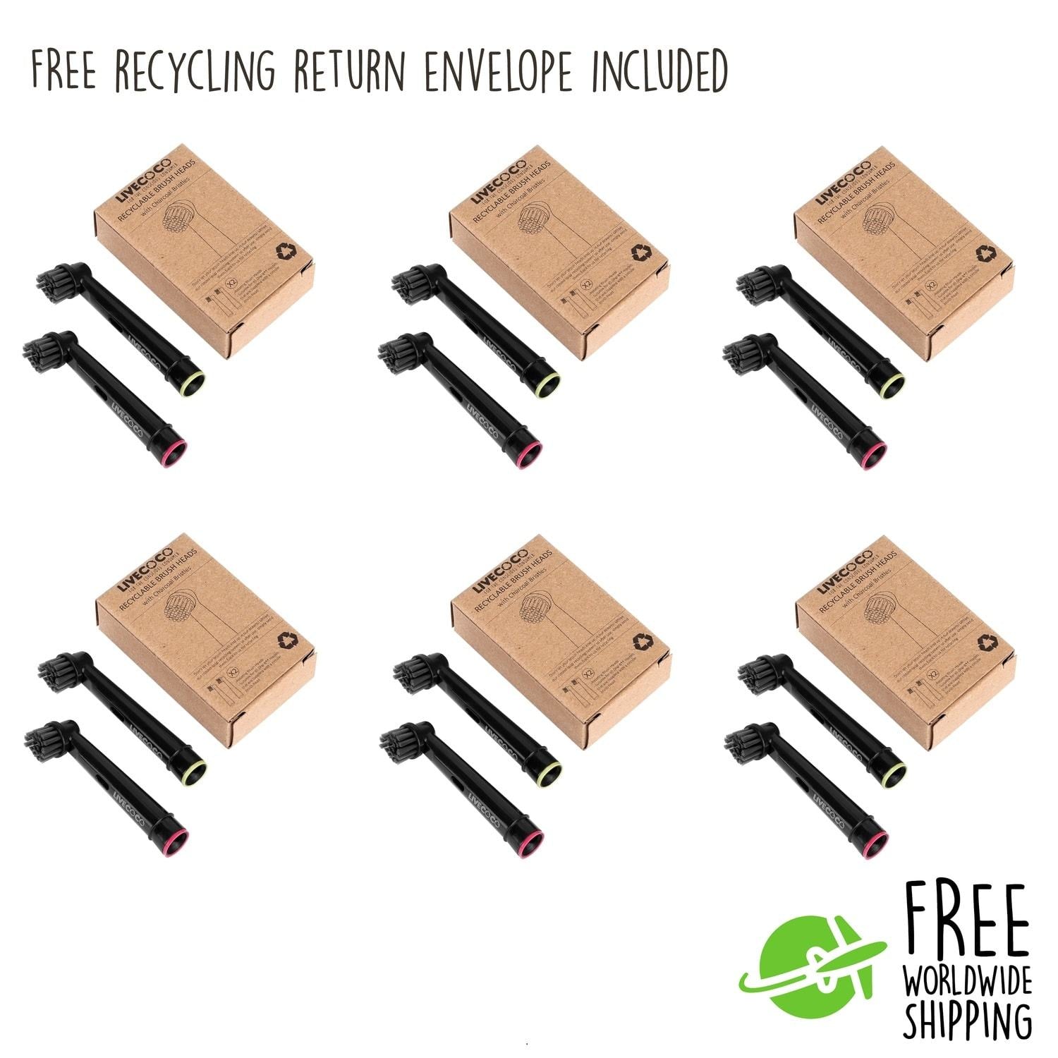 Recyclable Brush Heads-Oral-B/Braun* Compatible - 6 Brush Heads LiveCoco