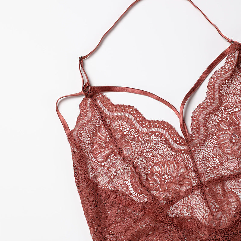 Large Size Home Sexy Bodysuit Perspective Sexy Temptation Open Crotch Hollow Lace Sexy Lingerie eprolo