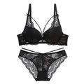 Green Underwear Set Women Bra Push Up Brassiere Cotton Thick Black Gather Sexy Bra Panties Sets Embroidery Lace Lingerie Set eprolo