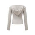 Double-Zipper Hooded Long Sleeve Short Knit Cardigan  Casual Solid Color Versatile Open Front Sweater eprolo
