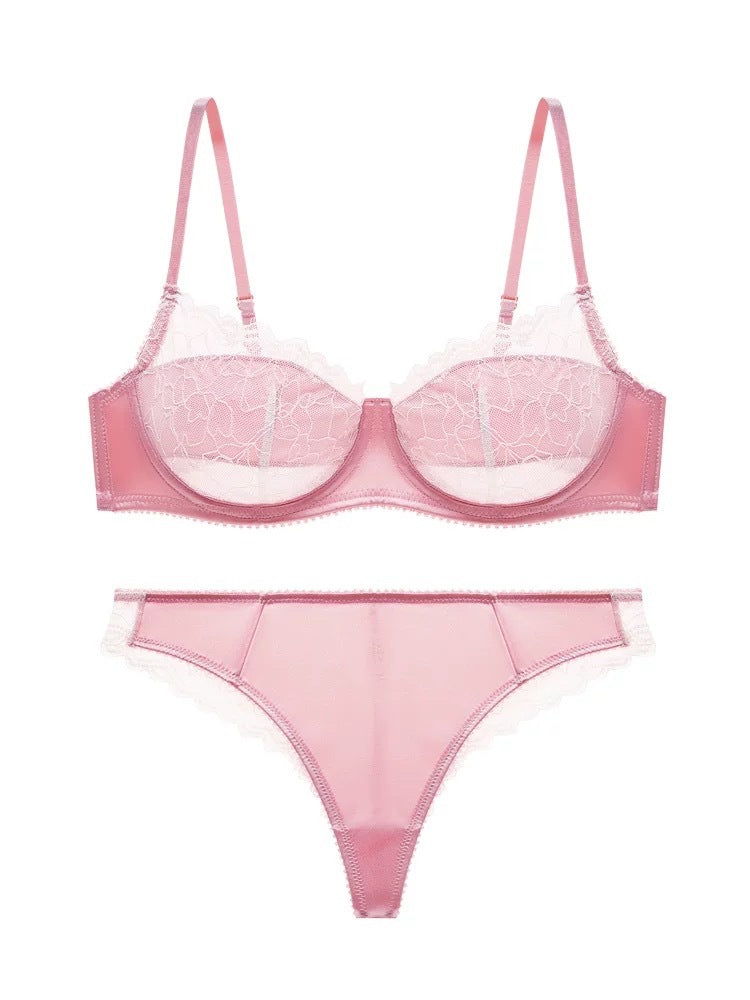 Anti convex point sexy pure desire lingerie French bra lace with steel ring thin lingerie women's set eprolo