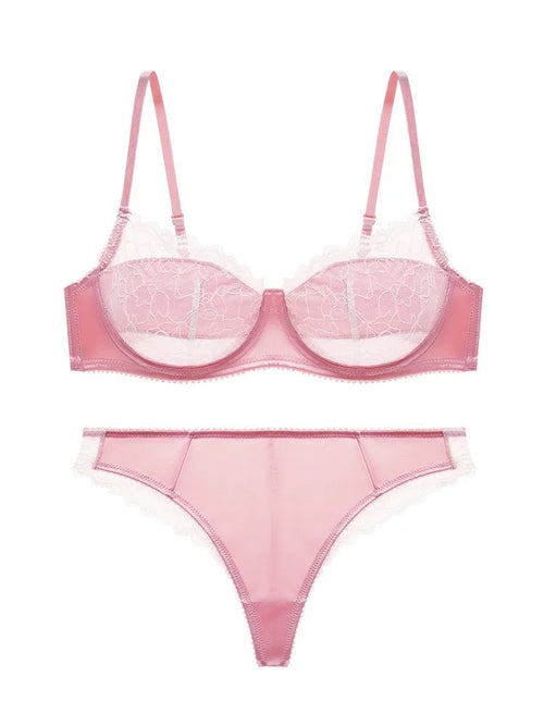 Anti convex point sexy pure desire lingerie French bra lace with steel ring thin lingerie women's set eprolo