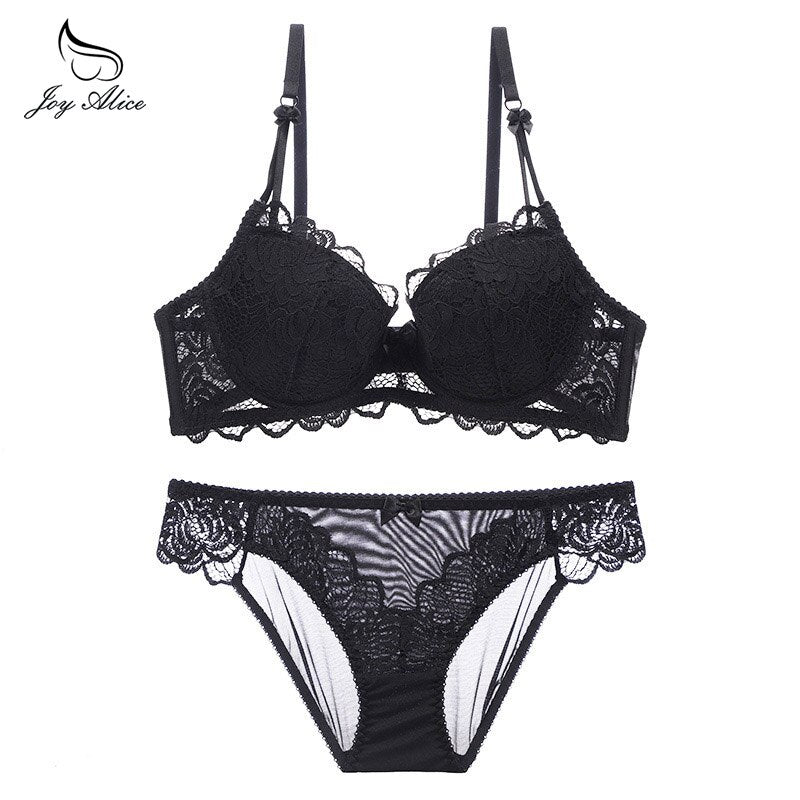 Womens Lace Bra Brief Sets Seamless Push up Bras White Black Sexy Lingerie Gathering france bras Plus size Cup eprolo