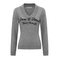 Letter Embroidery V-Neck Knit Sweater Women's Autumn Casual  Fitted Inner Layer Pullover Knitwear eprolo