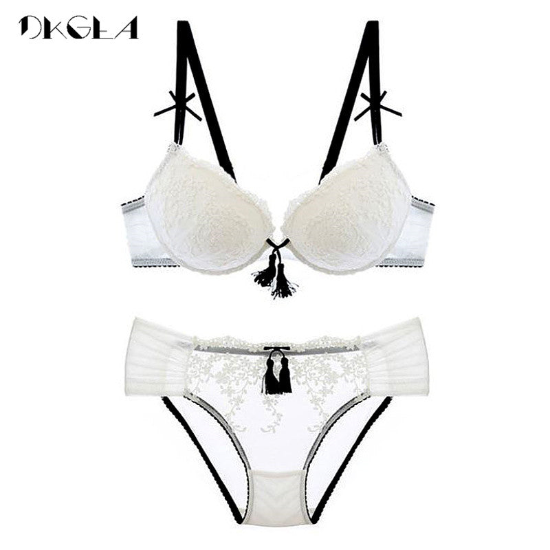 Palace Tassel Bra Set Push up Thick Cotton Brassiere Embroider Lingerie Set Lace Sexy Bras Women Underwear Set eprolo