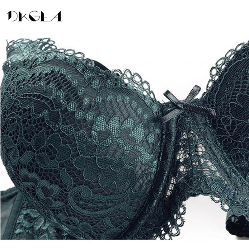 Super Gather Sexy Underwear Set Women Bras Deep V Purple Brassiere Thick Push Up Bra Panties Set Lace Embroidery Lingerie Sets eprolo