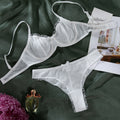 Sexy Mesh Hollow-out Bra Set with Butterfly Knot for Pure Desire Girls - Three-Piece Lingerie Suit eprolo