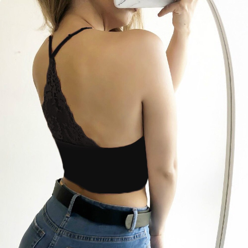 Female Underwear Brassiere Intimates brasier mujer New Fashion Women Sexy Lingerie Strappy Bras Sleeveless Lace Crop Tops eprolo