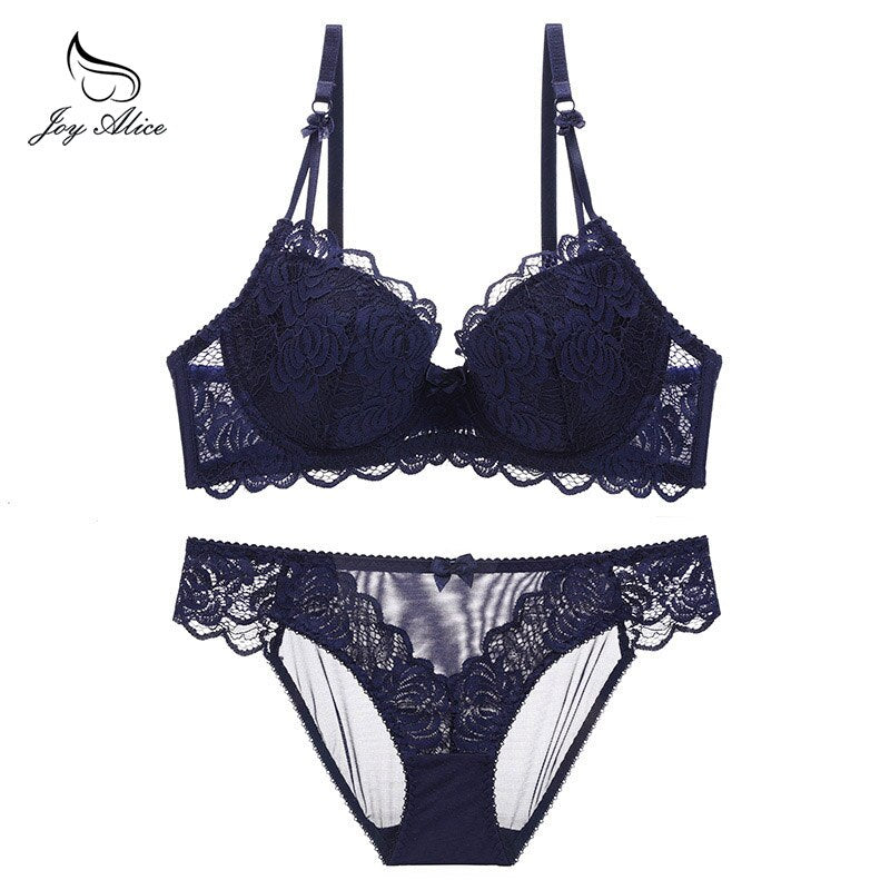 Womens Lace Bra Brief Sets Seamless Push up Bras White Black Sexy Lingerie Gathering france bras Plus size Cup eprolo