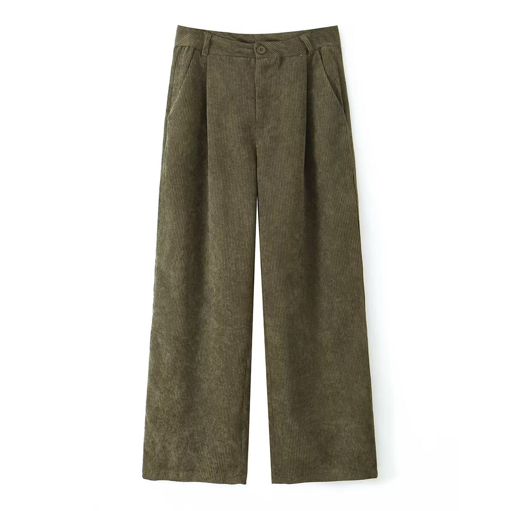 Minimalist and versatile casual corduroy straight leg pants eprolo