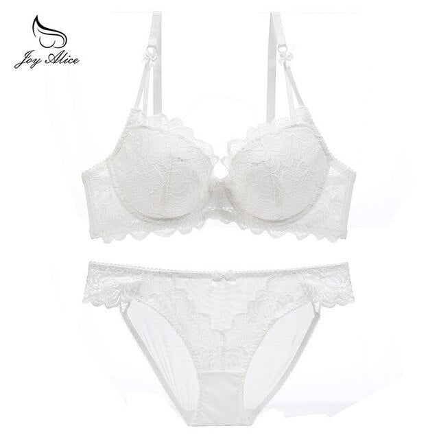 Womens Lace Bra Brief Sets Seamless Push up Bras White Black Sexy Lingerie Gathering france bras Plus size Cup eprolo