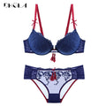 Palace Tassel Bra Set Push up Thick Cotton Brassiere Embroider Lingerie Set Lace Sexy Bras Women Underwear Set eprolo