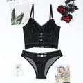 High-end Lace Non-See-Through Cup Cross Heart Tight Top and Panty Erotic Two-Piece Set Sexy Lingerie eprolo