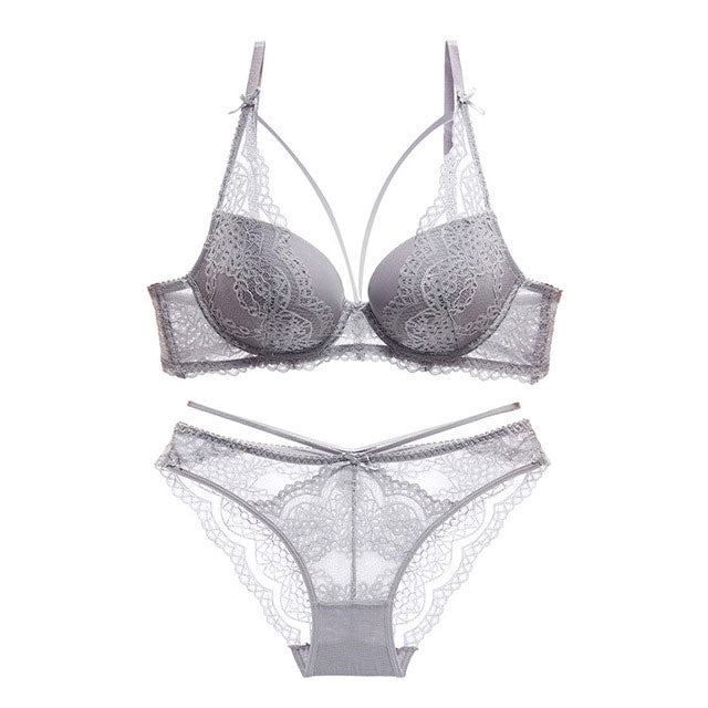 Green Underwear Set Women Bra Push Up Brassiere Cotton Thick Black Gather Sexy Bra Panties Sets Embroidery Lace Lingerie Set eprolo