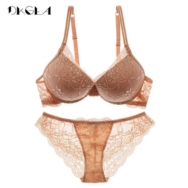 Super Gather Brassiere Thick Cotton Underwear Set Women Bras Black Sexy Bra Panties Set Lace Lingerie A B C Cup Push up Bra Sets eprolo