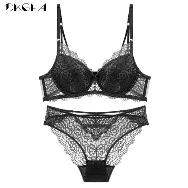Super Gather Sexy Underwear Set Women Bras Deep V Purple Brassiere Thick Push Up Bra Panties Set Lace Embroidery Lingerie Sets eprolo