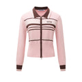 Color-block Stripe Knit Cardigan with Double Zipper Design Long Sleeve Sweater eprolo