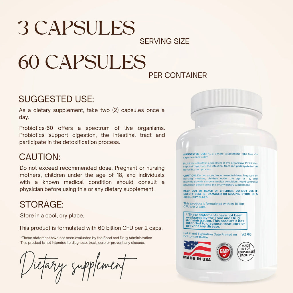 PROBIOTIC 60 BILLION CFU : GUT HEALTH SUPPLEMENT Happy Millions