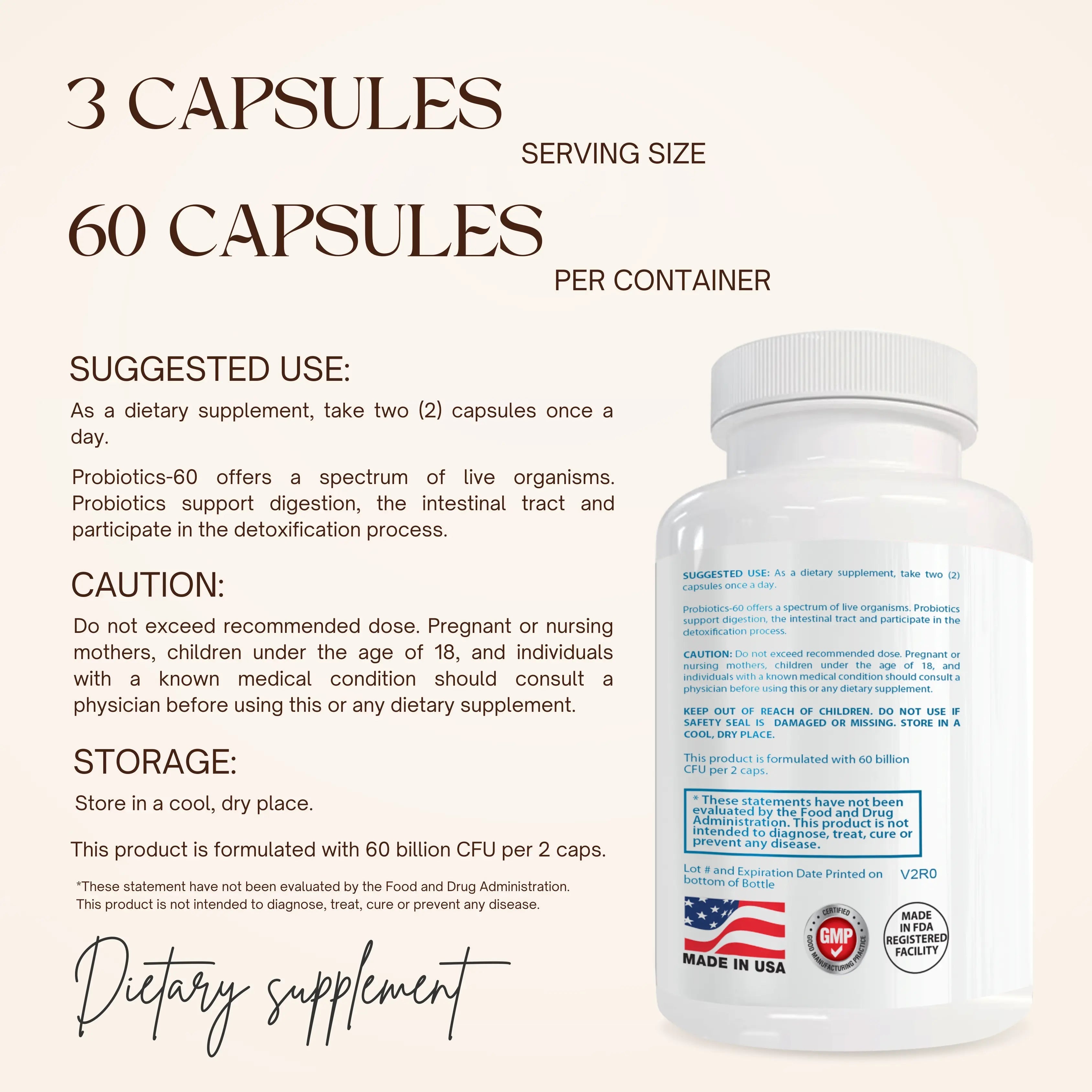 PROBIOTIC 60 BILLION CFU : GUT HEALTH SUPPLEMENT Happy Millions