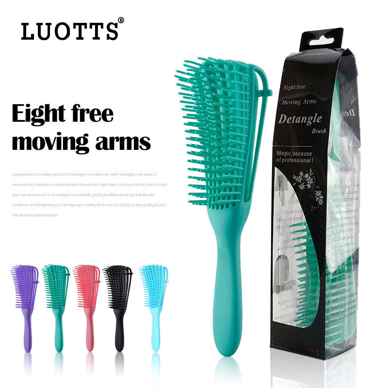 NNEDSZ 3PCS Blue Octopus-Style Detangling Brush - 8 Flexible Arms for Effortless Hair Styling NNEDSZ