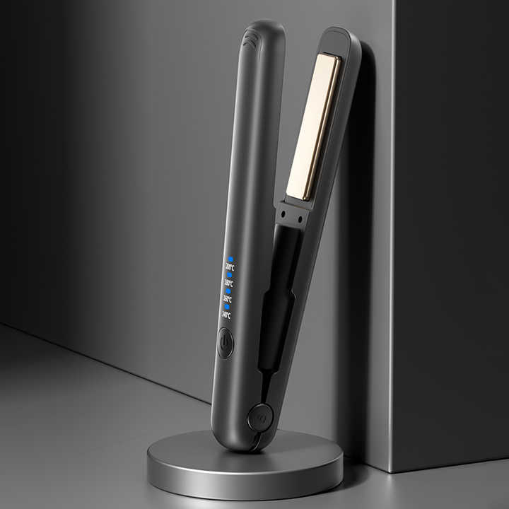 NNEDSZ Black Portable Wireless Hair Straightener with Adjustable Temperature - USB Type-C Charging, Lightweight Design NNEDSZ
