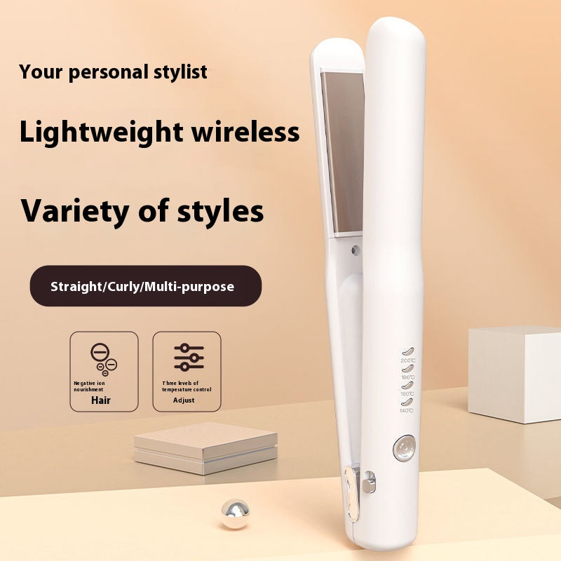 NNEDSZ Black Portable Wireless Hair Straightener with Adjustable Temperature - USB Type-C Charging, Lightweight Design NNEDSZ
