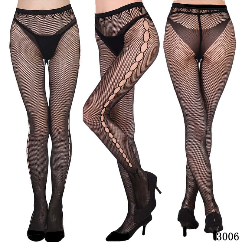 Vertical Strip Retro Hollow Lace Pantyhose 3005