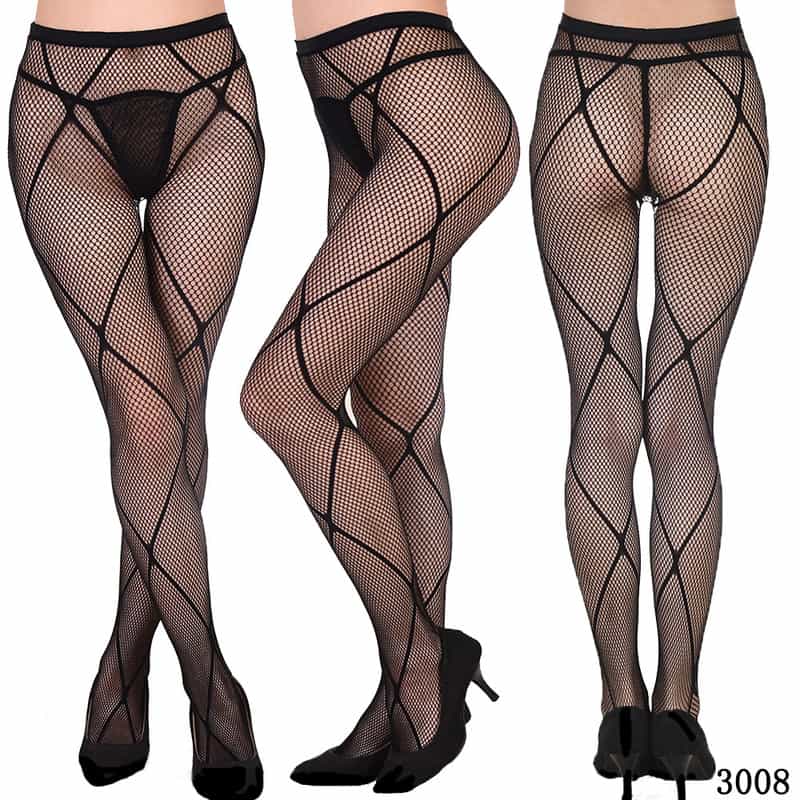 Vertical Strip Retro Hollow Lace Pantyhose 3007