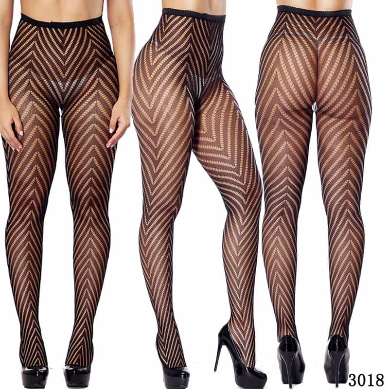 Vertical Strip Retro Hollow Lace Pantyhose 3020