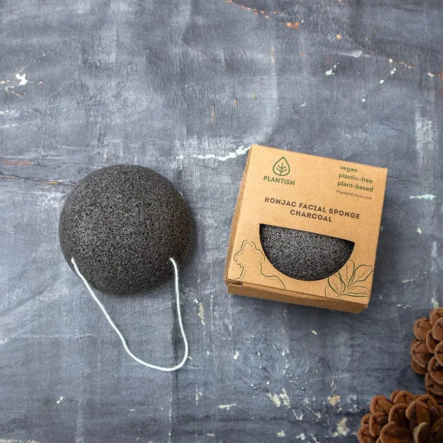 Konjac Facial Sponge - Charcoal Plantish