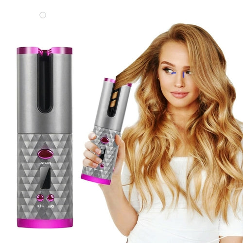 Cordless Rechargeable Auto Rotating Hair Curler With LED Display Pure Faze Health & Beauty