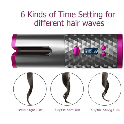 Cordless Rechargeable Auto Rotating Hair Curler With LED Display Pure Faze Health & Beauty