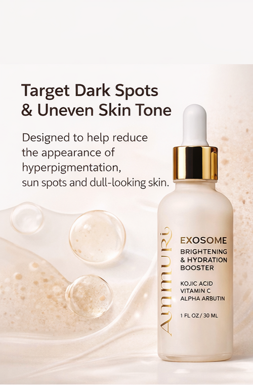 Ammuri Exosome Booster Serum – Brightening & Hydration Booster with Kojic Acid, Vitamin C & Alpha Arbutin | Fades Dark Spots, Evens Skin Tone & Boosts Radiance | For Face & Body – 30ml Ammuri Skincare